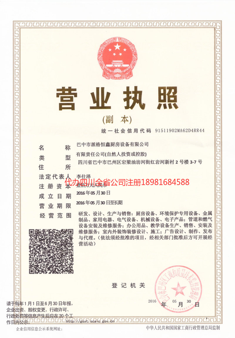 镇雄镇雄派格恒鑫厨房设备有限公司