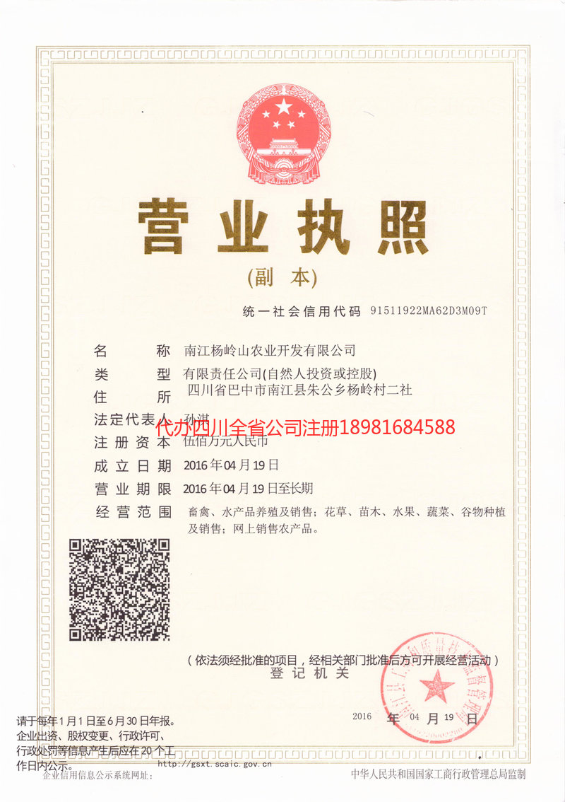 镇雄镇雄杨岭山农业开发有限公司